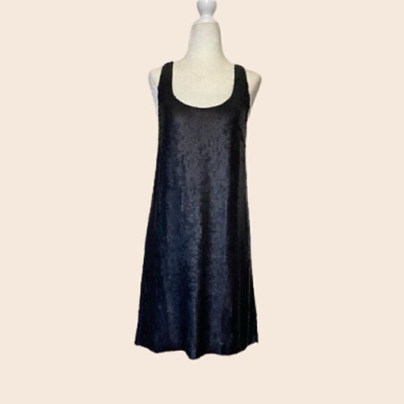 Theory Black Matte Mini Sequined Dress Size 0 - Picture 1 of 11